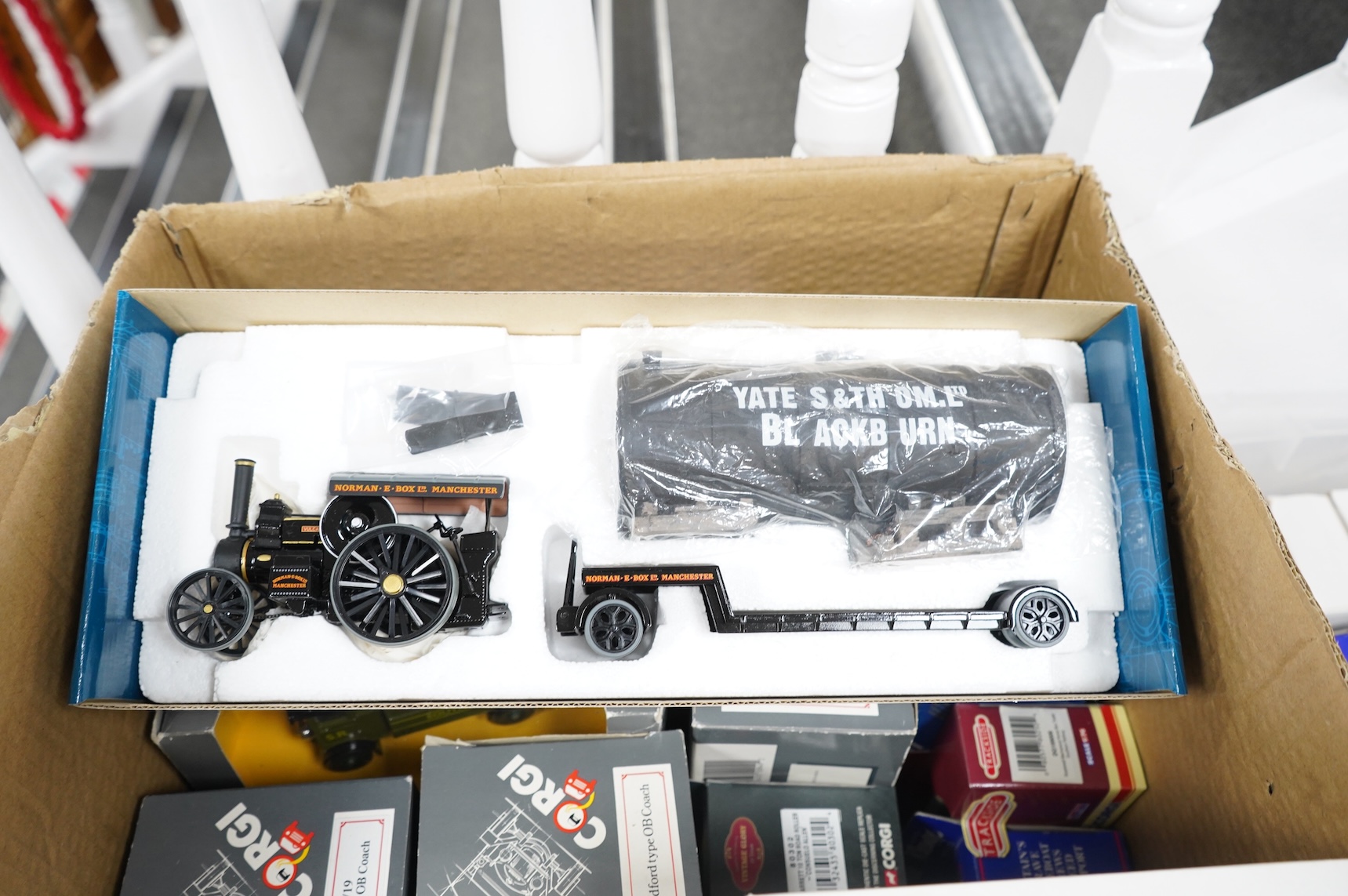 Sixty boxed diecast vehicles by EFE, Corgi Classics, Oxford Diecast, Vanguards, Corgi Aviation Archive, Matchbox Models of Yesteryear, etc. vehicles include; EFE commercial vehicles and cars, 1:76 scale trackside vehicle